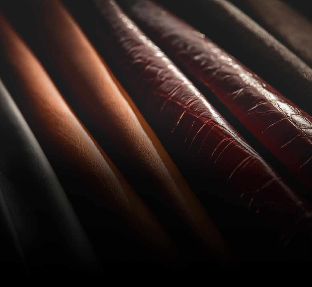 Swatches of the leather panel designs laid next to one another.